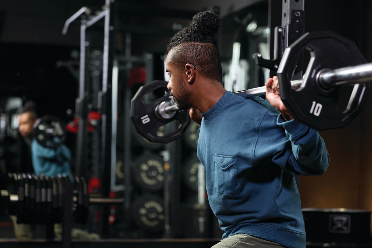 Portrait of a soldier in a gymnasium